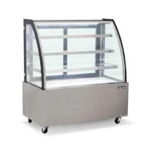 Vitrina refrigerada de 1250 mm, 3 repisas y vidrio curvo