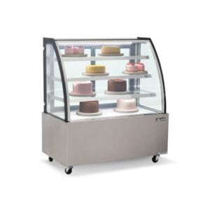 Vitrina refrigerada de 1250 mm, 3 repisas y vidrio curvo