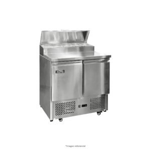 Mesa ensaladera refrigerada de 2 puertas y 5 posas